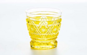 薩摩切子　焼酎オンザロックグラス　黄色
