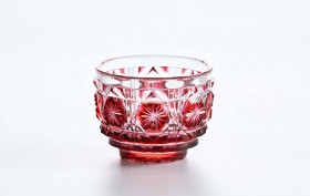 薩摩切子　猪口（大）金赤【C-18】