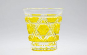 薩摩切子　冷酒グラス　黄【C-01】