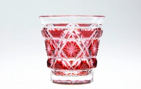 薩摩切子　冷酒グラス　金赤【C-01】