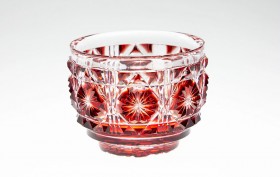 薩摩切子　猪口（大）紅【C-18】