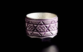 薩摩錫器　ぐい呑　紫【No.99A】