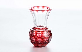 薩摩切子　花入れ　金赤